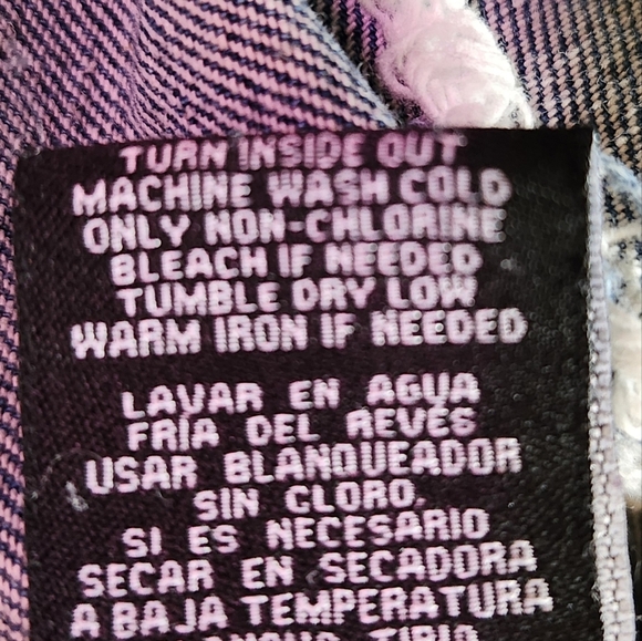 Boom Boom Jeans Embroidered Blue Denim Distressed Jacket Sz M - Picture 9 of 9